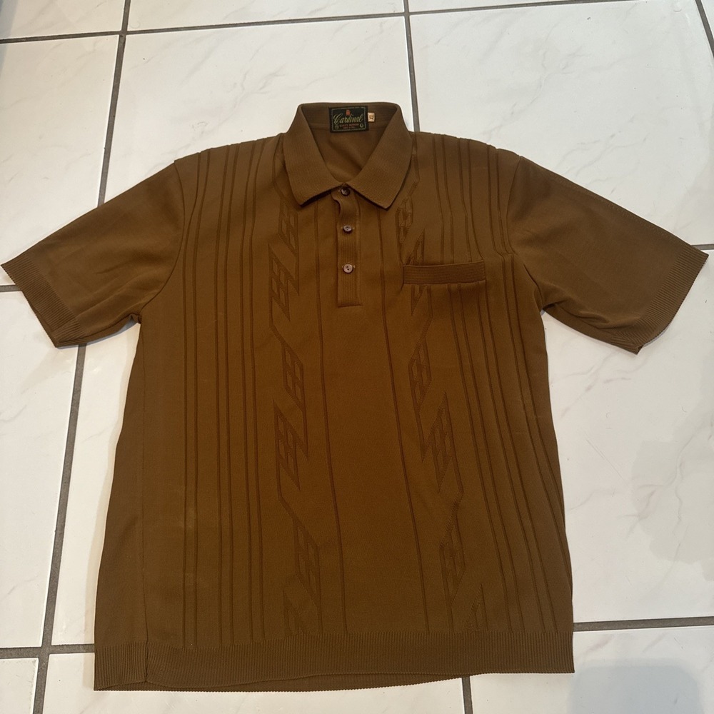 Vtg 1950s 1960s Striped Knit Pullover Polo Nylon? S/M 19x25.5 Mob Rockabilly